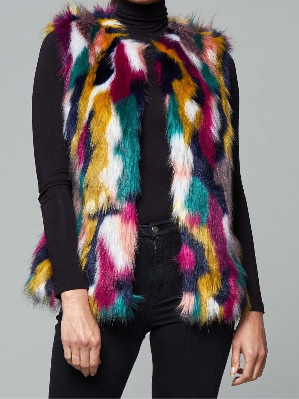 “Say What?” Multicolor Faux Fur Vest